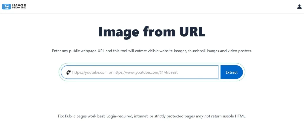 Dashboard of Image from URL tool displaying core features like Deep URL Extraction, Instant Preview, and One-Click Google images download without software installation.